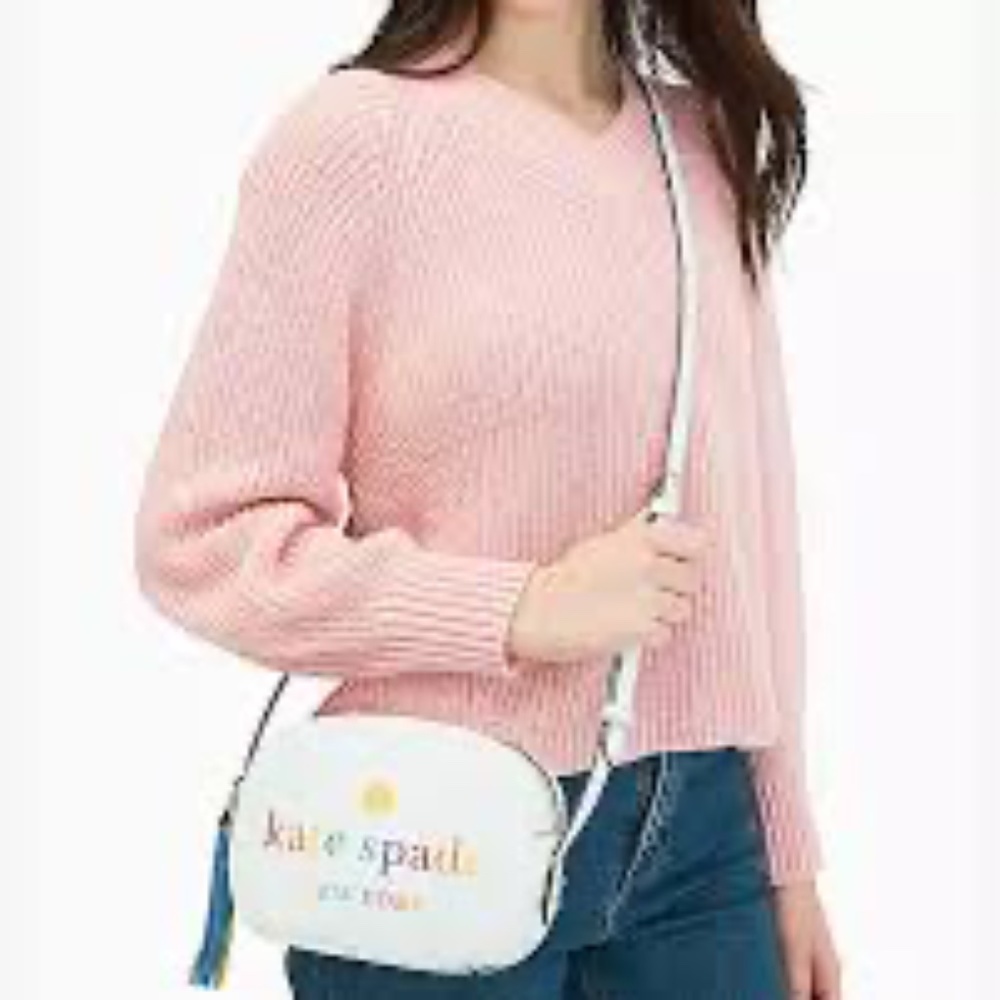 KATE SPADE ♠️ NEW YORK KOURTNEY SPECTRUM RAINBOW LOGO CAMERA BAG WHITE COLORFUL